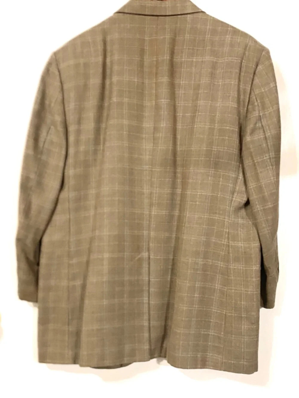 JOS A BANK MENS 52% SILK 48% WOOL 2 BUTTON SPORT COAT/BLAZER SZ 42 R PLAID WHEAT
